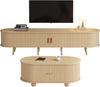 TV-Schrank + Couchtisch Set, TV-Schrank 175x40x42 cm & Couchtisch 100x50x40 cm, MDF in heller Walnussoptik Bild 3