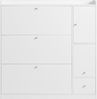 Schuhschrank 119x24x122 cm, 3 kippbare Fächer mit Schublade, klappbare Sitzbank, Weiß, Spanplatte Bild 5
