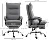 Bürostuhl mit Massagefunktion, Mikrofaser, verstellbar mit Fußstütze, 66x74x114-121,5 cm, Grau Bild 2