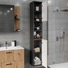 Hochschrank Irma Anthrazit/Goldkraft Eiche 30 x 190 cm mit 2 Türen Vicco Bild 4