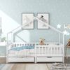 Kinder Hausbett 90x200 mit 2 Schubladen & Sicherheitszaun - Weißes Spielbett mit Dach, Schubladen,Hochbett Bild 3