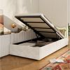 PXloue Polsterbett Schlafsofa Daybett (hydraulischem Stauraum), Jugendbett mit LED-Beleuchtung, Teddysamt, 90x200 cm Bild 3
