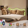 PXloue Polsterbett Schlafsofa Daybett (hydraulischem Stauraum), Jugendbett mit LED-Beleuchtung, Teddysamt, 90x200 cm Bild 2