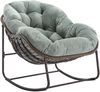 LVHOM Schaukelstuhl mit gepolstertem Kissen, Rattanstuhl mit Stahlrahmen, Lounge Sessel, Schaukelsessel, 1 St, für Balkon/Garten/Wohnzimmer/Schlafzimmer Bild 2