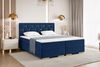 MEBLINI Boxspringbett mit Bettkasten - 120x200 - H3/Blau Samt - Versal - Gepolstert Doppelbett mit Matratze und Topper - Polsterbett mit Stauraum - Bett mit Kopfteil - Stauraumbett Bild 1