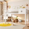 Merax Niedriges Hochbett für Kinder (90 x 200 cm), Jugendbett, Kinderbett mit Aufbewahrungsleiter, stabilem Metallrahmen, geeignet für Kinder und Jugendliche, weiß Bild 2
