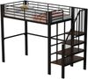 Hochbett, Stabile Metallkonstruktion mit geräumigem Stauraum unter dem Bett und Treppe Ideal für Kinder und Erwachsene Stauraumbett für maximale Platzeffizienz，，90 x 200 cm Bild 5