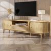 TV-Schrank, MDF mit Rattan-Schubladen & Schiebetüren, 165x37x46 cm, Natur Bild 3