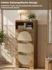 FiveWillowise Schuhschrank mit Rattan-Finish, 3 Türen & offenem Bereich, Braun, 60 × 24 × 137 cm (1-St) mit verstellbaren Fächern, ideal für Diele, Wohnzimmer und Flur Bild 4