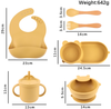 ABC Mangofarbenes 6-teiliges Silikon-Essgeschirr-Set für Kinder, bestehend aus Babynahrungsschale, Teller, Strohhalm und Becher Bild 2