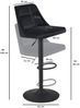 FineBuy Barhocker Samt Hocker mit Lehne 86 - 106 cm, Küchenhocker Höhenverstellbar Modern 100 kg, Design Barstuhl Tresenhocker mit Metall-Trompetenfuß, Bistrohocker Gepolstert Bild 3