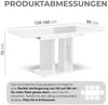 Home Collective Esstisch ausziehbar Tisch Küchentisch Esszimmertisch Ausziehtisch (Esszimmer Küche Wohnzimmer Esstisch erweiterbar), modernes Design Doppel-Säulengestell 120-160x80 cm Weiß glänzend Bild 3