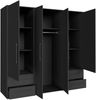 Forte 'MOKKARO' Kleiderschrank, Schwarz, 206 x 200 x 60 cm Bild 5