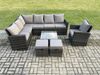 Fimous 9 Sitzer Gartenlounge Set Rattan Ecksofa Set mit Quadratischer Couchtisch 2 kleine Fußhockern Dunkelgrau gemischt Bild 2