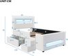 Merax Polsterbett Einzelbett 90x200cm mit Led, Kinderbett mit Schublade und zweistufiger Treppe, Kinderbett mit Rausfallschutz, PU, Weiß Bild 4