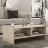 Calicosy Couchtisch mit 2 offenen Fächern, Travertin-Dekor L90 cm - PERA - Beige Bild 2