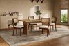 2er Set Esszimmerstühle H 88 x T 58 x B 50 cm aus Massivholz mit Rattan-Rücken & Leinenkissen, Walnuss Bild 1