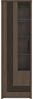 Forte EUFEMIUS Vitrine 60 65, moderner Vitrinenschrank mit dekorativer Fräsung, 1Tür, Dunkelbraun|Schwarz Eiche Holzdekor, 61,8cm breit x 198,3 cm hoch x 41,6 cm tief Bild 2
