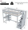 Hochbett 90x200 cm Kinderbett aus massivem Kiefernholz mit Stauraum,Treppe & Ablageregal,platzsparend,sicher,Grau Bild 4