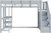 Hochbett 90x200 cm Kinderbett aus massivem Kiefernholz mit Stauraum,Treppe & Ablageregal,platzsparend,sicher,Grau Bild 5