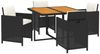 vidaXL 5-tlg. Garten-Essgruppe mit Kissen Poly Rattan Schwarz 3095518 Bild 3