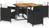 vidaXL 5-tlg. Garten-Essgruppe mit Kissen Poly Rattan Schwarz 3095518 Bild 2