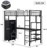Flieks Hochbett Metallbett Kinderbett 90x200cm mit Tisch, Regal und Kleiderschrank Bild 4