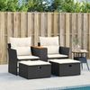 vidaXL Gartensofa 2-Sitzer mit Hockern Schwarz Poly Rattan 365803 Bild 3