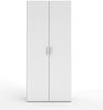 Dmora Kleiderschrank 2 Türen Alibabba, Schlafzimmermöbel, Schrank, Garderobe, 77x49 h175 cm, Weiß Bild 5