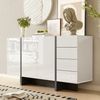 BlingBin Sideboard Hochglanz-Anrichte, Buffetschrank Beistellschrank Komodenschrank (Schlichter Aufbewahrungsschrank mit 3 Türen und 4 Schubladen, leicht zu reinigen, 1 St, Gesamtabmessungen: 150 x 40 x 80,5cm, Produktladung: 60kg), Kommode für Wohnzim... Bild 4