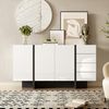 BlingBin Sideboard Hochglanz-Anrichte, Buffetschrank Beistellschrank Komodenschrank (Schlichter Aufbewahrungsschrank mit 3 Türen und 4 Schubladen, leicht zu reinigen, 1 St, Gesamtabmessungen: 150 x 40 x 80,5cm, Produktladung: 60kg), Kommode für Wohnzim... Bild 3