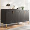 Sideboard Schwarz, 152x40x75 cm mit Wellendesign & goldenen Akzenten Bild 2