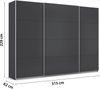rauch Quadra, Kleiderschrank, Schiebetürenschrank, 3-türig, mit 4 Kleiderstangen und 8 Einlegeböden, Farbe Grau metallic, BxHxT 315x229x62cm Bild 4