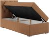 Boxspringbett ALDA, Einzelbett mit gestepptem Kopfteil und einem Bettkasten, 90x200 - Orange Stoff - links - H4 Bild 3