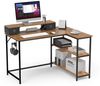 Mondeer Eckschreibtisch L-Förmiger Computertisch, mit 2 Regalen links oder rechts, mit Monitorhalterung, 120x88.5x90 cm Bild 2