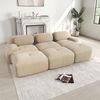 Flieks Modulares Cord Sofa 3-Sitzer mit 3x Hocker, Cloud Sofa rahmenlos, bodennah mit tiefer Sitzfläche, auch als Schlafsofa nutzbar, Beige Bild 3