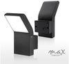 Maxkomfort LED Außen-Wandleuchte mit/ohne Bewegungsmelder, 10W Warmweiß 3000K, IP54 Wetterfest, ohne Bewegungsmelder, LED fest integriert, Warmweiß, 3000K, Wandleuchte für Fassade, Terrasse & Hauseingang, Aluminium Bild 2