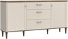 Forte LACETTI Kommode 120, moderne Kommode, Skandi Lamellen Design, 3 Schubladen, 1 Tür, Holzwerkstoff, Kaschmir|Beige|Valencia Eiche Holzdekor, 120,1 cm breit x 91,7 cm hoch x 41,2 cm tief Bild 3