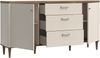 Forte LACETTI Kommode 120, moderne Kommode, Skandi Lamellen Design, 3 Schubladen, 1 Tür, Holzwerkstoff, Kaschmir|Beige|Valencia Eiche Holzdekor, 120,1 cm breit x 91,7 cm hoch x 41,2 cm tief Bild 5