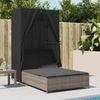 vidaXL Doppel-Sonnenliege mit Dach und Vorhängen Grau Poly Rattan 368101 Bild 3