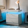 Nachttisch mit LED, 2 Schubladen und offenem Fach in mattweiß, 50 x 53 x 36 cm – aus Holzwerkstoff Bild 3