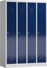 ClassiX Garderobenschrank, 4 Abteile, 1800 x 1185 x 500 mm, lichtgrau/enzianblau Bild 2