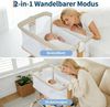 GarveeMore Babybett 3-in-1 Mit Wiege,Höhenverstellbar in 6 Stufen Mit Rollen, Beistellbett Atmungsaktivem Netzgewebe,Moskitonetz Großem Stauraumkorb Bild 4