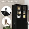 Küchenschrank aus Holz mit 2 Türen gehärtetem Glas & Regalen Hochschrank Schwarz Bild 5