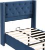 Polsterbett 90x200 cm Samt mit Knopf-Tufting und Nietenverzierung, Holzbeine, Lattenrost (12 Leisten),blau,Matratzen enthalten Bild 5