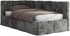Jugendbett 90x200 ARVO Polsterbett mit Bettkasten, Stauraum & Gasdruckfeder, Modernes Design mit Kopfteil - Dunkelgrau Plüsch - Links Seite Bild 5