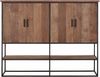 Schrank Beam aus Teakholz, Industrial Design, naturfarben, 4 Türen, Metallgestell Bild 2