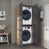 Roomart Waschmaschinenschrank DORA-II- Waschmaschinen- & Trocknerschrank mit Türen & Ausziehbrett – Waschküchenschrank für Waschmaschine & Trockner • Anthrazit-Eiche Bild 4