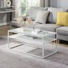 FineBuy Couchtisch Glas Rechteckig 100 cm, Moderner Wohnzimmertisch mit Metallgestell & Ablage im Industrial Design, Sofatisch mit Glasplatte Bild 2