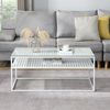 FineBuy Couchtisch Glas Rechteckig 100 cm, Moderner Wohnzimmertisch mit Metallgestell & Ablage im Industrial Design, Sofatisch mit Glasplatte Bild 4